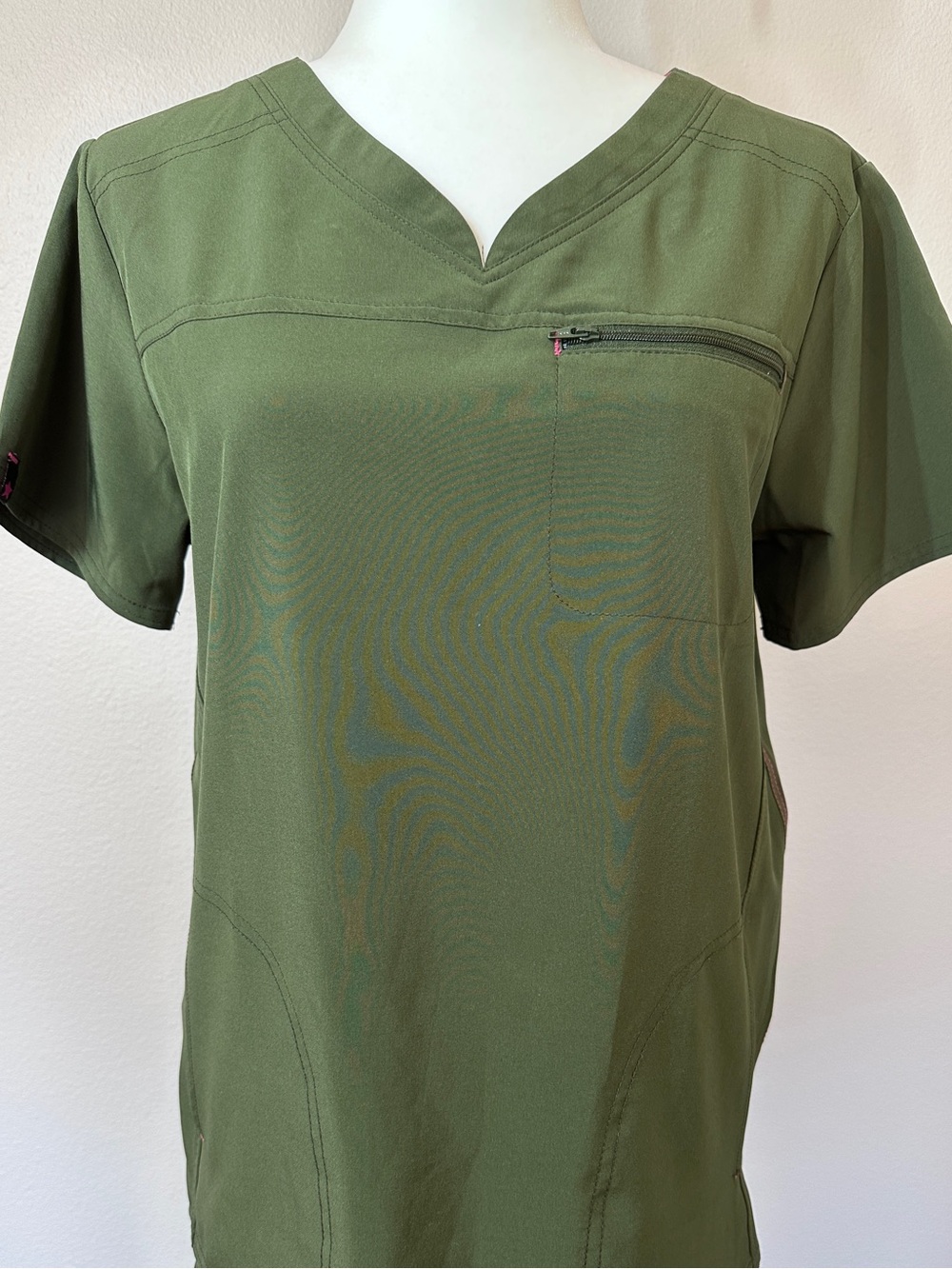 Scrub Star Olive Green Scrub Set Size M/S Stretch Zip Pocket Uniform EUC - Picture 3 of 7